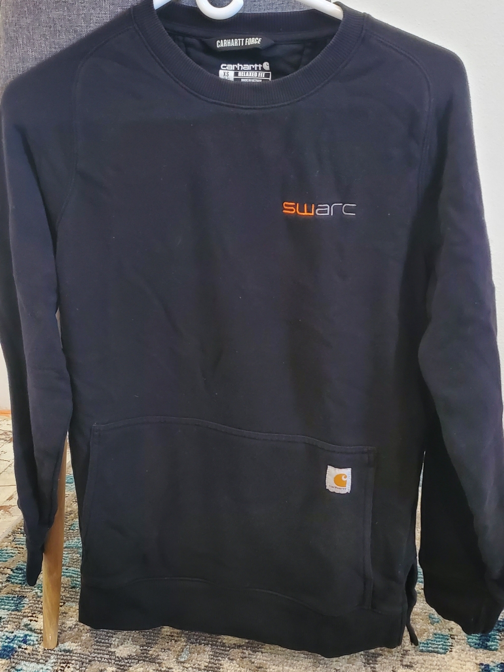 Carhartt Black Crewneck Sweatshirt with Orange SWARC Embroidery